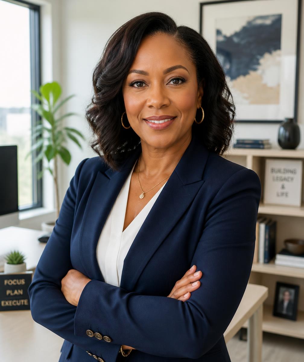 Founder of Burton Deed and Will Services standing in her office